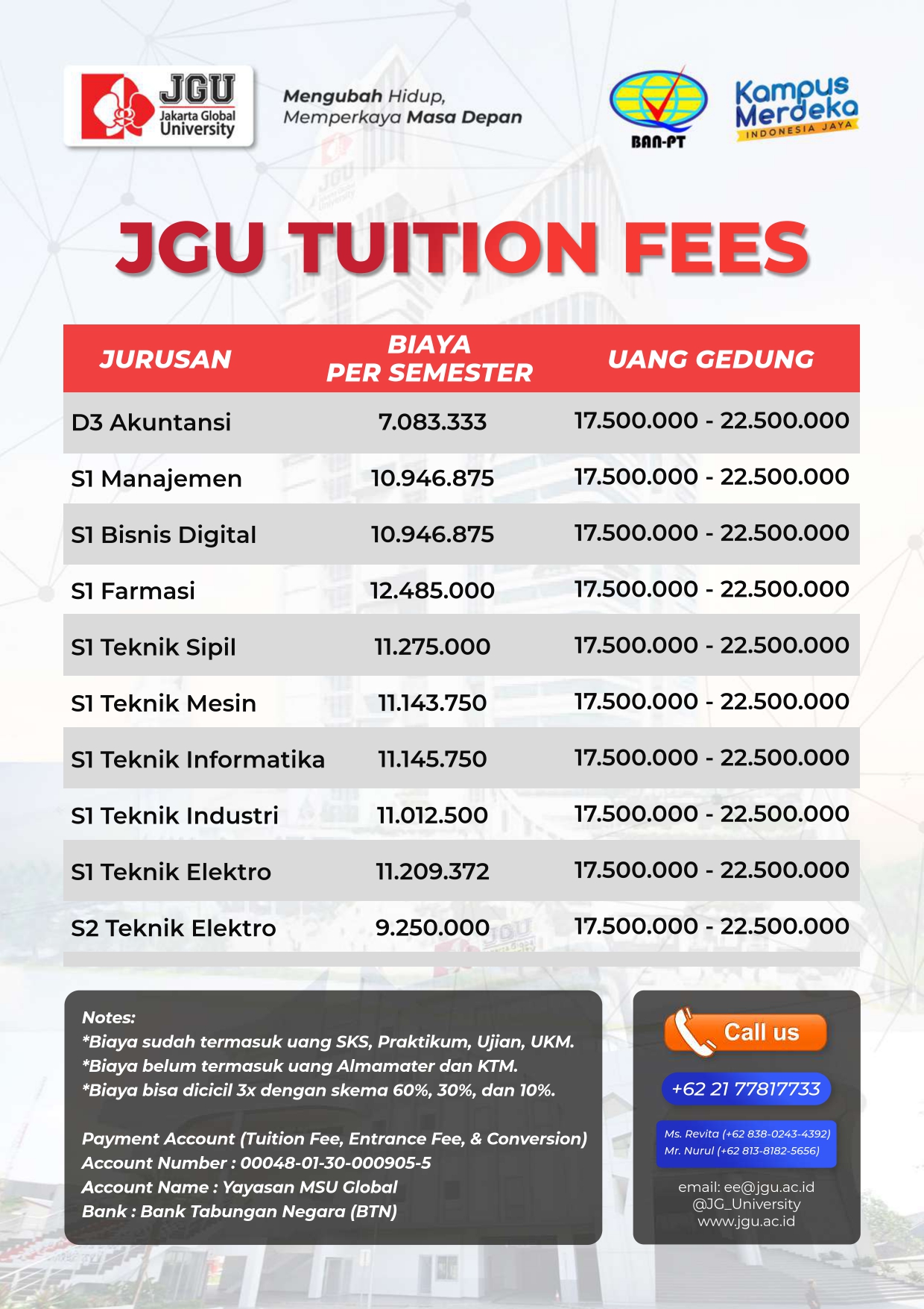 Brosur PMB & Tuition Fees Page 2